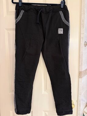 Kaktus Black Track Joggers with Silver Trim